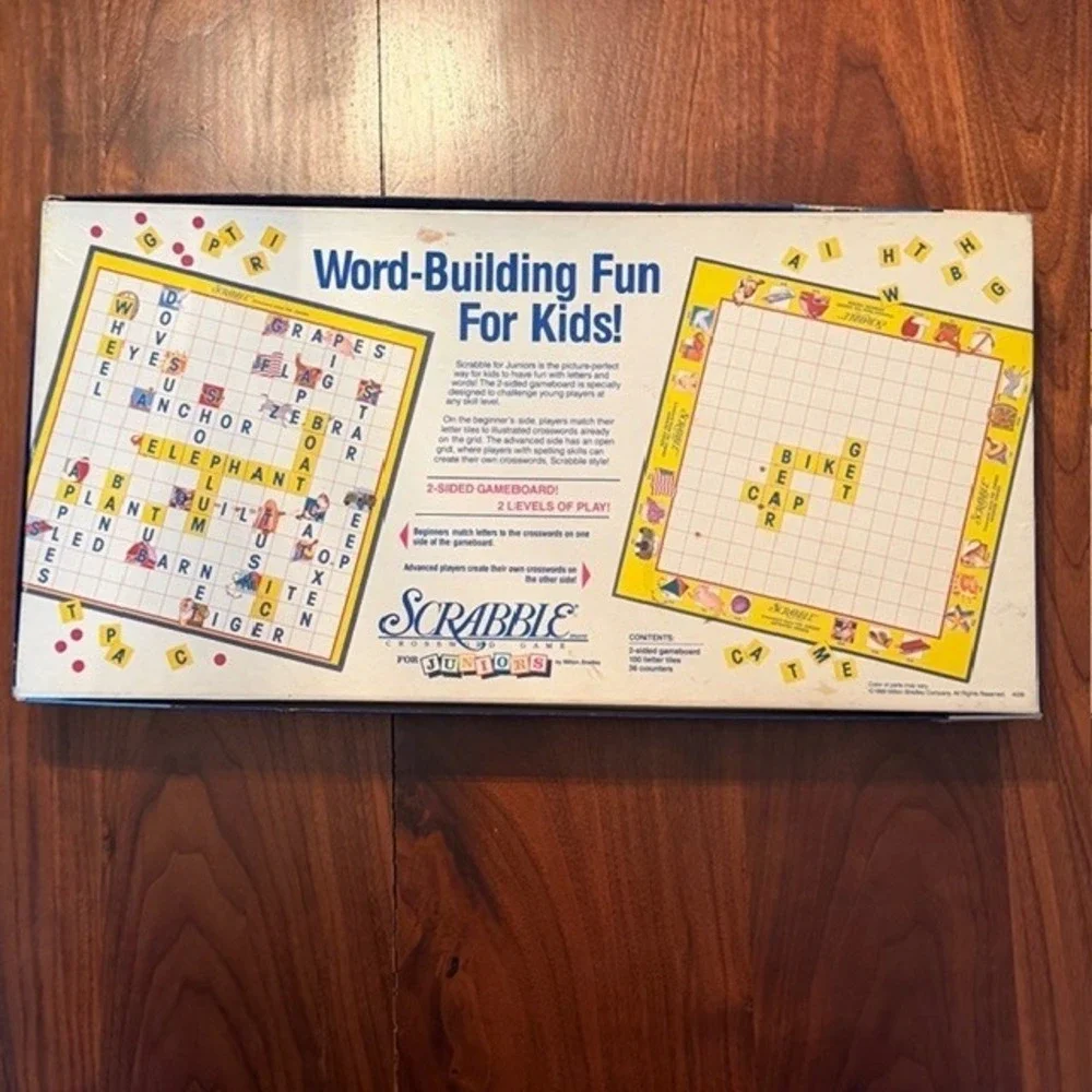 Vintage 1989 Scrabble For Juniors Board Game Milton Bradley 4039 Nearly Complete